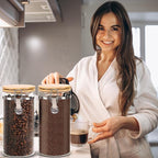 Glass Coffee Canister Coffee Containers for Ground Coffee Coffee Bean Storage Airtight Seal with Locking Clamp, Coffee Bar Accessories Perfect for Kitchen Storage