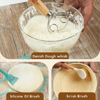 2 Pack 10-Inch Oval Banneton Proofing Basket Set, Sourdough Making Kit, Brotform for Artisan Bread, Includes Danish Dough Whisk, Scoring Lame, Scrapers, Sling & Cleaning Brush