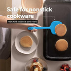 New DI ORO Silicone Turner Spatula Set - Kitchen Spatulas for Nonstick Cookware - Cooking Utensils for Flipping Eggs & Pancakes - 600°F Heat-Resistant BPA Free Turners - Dishwasher Safe (4pc, Blue)