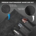 Real Leather Pocket Knife Roll with 6 Slots – Folding Knife Display Bag, Tactical Outdoor EDC Storage Protector, Compact Mini Case for Knives
