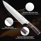 PAUDIN Chef Knife, 10 Inch Meat Knife, Ultra Sharp Brisket Slicing Knives, High Carbon Stainless Steel Kitchen Knife with Ergonomic Handle for BBQ, Roast, Meats and Vegetables