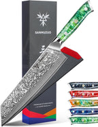8.5 inch Kiritsuke Kitchen Chef Knife - 67 Layers Damascus Steel & Resin Handle - Xuan Series(Jade Green)