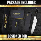 SliceElite Slice Series 8 Inch Chef Knife High Carbon German Steel Blade Pakkawood Handle with Polymer Blade Guard Professional Sharp Kitchen Knife for Meat Cutting Vegetable BBQ Cooking Chopping