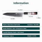 FINDKING 8 Inch Japanese Professional Chef Knife, Damascus Kitchen Blade for Sharp, Sturdy Cuts & Daily Cooking (BLACK-ROSE Series)
