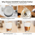 HAUSHOF Electric Milk Frother, 4-in-1 Milk Frother and Steamer, Large Capacity, Automatic Warm and Cold Foam Maker and Milk Warmer for Coffee, Latte, Macchiato, Cappuccino, Hot Chocolate, Black