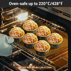 EUSOAR Aluminum Foil Baking Ramekins, 100pcs 5oz 125ml Muffin Liners with Lids, Silver, Both Disposable and Reusable, Perfect for Parties, Holidays, Celebrations