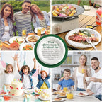 250 Pcs Biodegradable Paper Plates Set Disposable Dinnerware Set, Eco Friendly Compostable (EXTRA LONG UTENSILS), Utensil include, Forks, Knives and Spoons for Party andBirthday party, camping