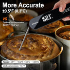 The Latest Thermocouple Food Thermometer. Faster: <1 Second Response time. More Accurate: ±0.5°F (0.3°C), IPX7 Waterproof, for Meat/Candy/Grill/BBQ etc. TH-22 Black