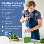 TK Commercial Immersion Blender, 500 Watt/.5 HP Variable Speed Motor, 16,000 RPM Heavy Duty with Performance Assurance - 16"