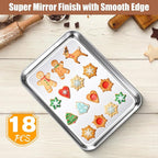 18 Pcs Baking Sheet Pan Set 9 x 6.7 x 1 Inches Cookie Sheet Small Toaster Oven Stainless Steel Tray Barbecue Grill Rectangle Trays, Non-stick, Easy Clean