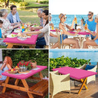 homing Rectangle Table Cloth Cover, Waterproof Polyester Elastic Fitted Tablecloth, Fits for 4 Foot Folding Tables, Washable Table Protector for Picnic, Camping, Outdoor (Rose Pink, 24" x 48")