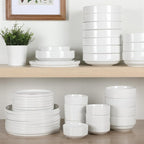 Gibson Home Rothernberg 40-Piece White Porcelain Dinnerware Set – Service for 8, Stackable Plates and Bowls, Durable Kitchen Dinner Set