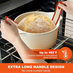 Silicone Bread Sling Dutch Oven Liner, Non-Stick & Easy Clean Reusable Oval and Round Silicone Bread Baking Mat with Long Handles, Easy to Transfer Sourdough Bread - 2 Red Set