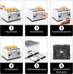 Toaster 4 Slice, KitchMix Bagel Stainless Toaster with LCD Timer, Extra Wide Slots, Dual Screen, Removal Crumb Tray (White)