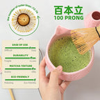TEANAGOO 7-PCS Pink Matcha Whisk Set with Cherry Blossom Design, Complete Ceremony Kit, Ceramic Chawan Bowl with Spout, Whisk & Accessories, Traditional Matcha Tea Set for Lattes& Gift Giving