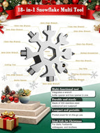 18-in-1 Snowflake Multi Tool – Stainless Steel with Bottle Opener & Wrench,Compact EDC Tool for Camping,Fishing,Hiking, Stocking Stuffers,Gifts for Men,Dad,Husband (Silver)