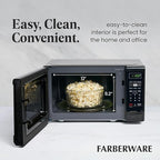 Farberware Countertop Microwave Oven 700 Watts Power Auto Cook Settings, Defrost, Easy Clean and Child Safety Lock, 0.7 Cu. Ft, Black