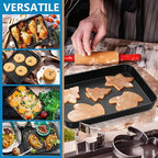 P&P CHEF 9 Inch Baking Cookie Sheet Pan, Carbon Steel Oven Tray, Non Stick Bakeware for Cooking Baking Bread Meat Vegetables, Sturdy & Healthy, Easy Clean, 2Pcs