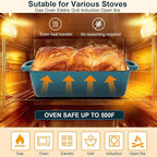 9x5 Inch Enameled Cast Iron Loaf Pan with Lid | 2 in 1 Homemade Sourdough Bread Baking Pan for Homemade Bread, Cake, Meatloaf | Durable 2 Piece Set, Blue Color