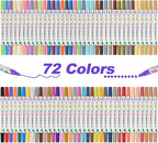 72 Colors Acrylic Paint Pens, Dual Tip Acrylic Paint Markers for Paper, Wood, Canvas, Stone, Rock Painting, Glass, Fabric, DIY, Ceramic, Art Supplies for Kids and Adults Drawing (Dot + Fine)