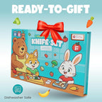 Kids Knife Set for Real Cooking | Skin Safe Chef Set for Ages 3+ with Rainbow Blades, Cutting Board, Scraper, Recipe Cards | Jr Chef Cooking Gift for Teens & Kids (16 Pcs)