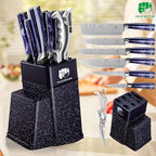 FULLHI 8pcs block Knife Set,chef's Knves Set with Block and Sharpener, Kitchen Knife Set,Multi-colour Handle, Gifts for Men Women