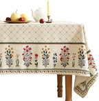 ISAENNE Designer Vintage Linen Floral Long Tablecloth Rectangle,Fall Colorful Modern Table Cloth,Anti-Wrinkle Decor Tablecloths for Dining Thanksgiving Kitchen Christmas,63"*102"-Bertina E