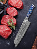 8.5 inch Kiritsuke Kitchen Chef Knife - 67 Layers Damascus Steel & Resin Handle - Xuan Series(Sapphire Blue)