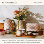 MACKENZIE-CHILDS 2-Slice Toaster, Decorative Toaster for Kitchen, Pink-and-White Rosy Check