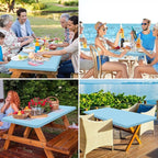 homing Rectangle Table Cloth Cover, Waterproof Polyester Elastic Fitted Tablecloth, Fits for 4 Foot Folding Tables, Washable Table Protector for Picnic, Camping, Outdoor (Light Blue, 24" x 48")