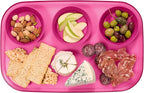 madesmart dipware 3 Bowl Serving Tray, Collapsible & Removable Dip Bowls for Charcuterie, Guacomole, Snacks, Veggies, Premium Dishwasher & Microwave Safe, Multipurpose Plate & Bowl, Pink