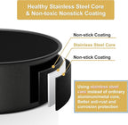 E-far Deep Cake Pan Set of 3 (4/6/8 Inch), Nonstick Stainless Steel Round Cake Pans Tins for Baking Layer Wedding Cakes, Stainless Steel Core & Nontoxic Coating, Deep & Straight Side
