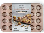 HAPPIELS Non Toxic Nonstick 24 Cup Mini Muffin Pan | PFOA BPA free Nontoxic Mini Cupcake Tin | Best Non Stick Muffin Pans | Carbon Steel Small Muffin tins | Cupcakes Bakeware Mold