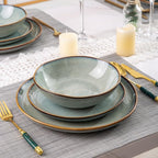 AmorArc Ceramic Dinnerware Sets,Handmade Reactive Glaze Stoneware Plates and Bowls Set,Highly Chip and Crack Resistant | Dishwasher & Microwave Safe,Service for 8 Dishes Set (24pc)