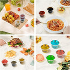 360 Set 4 oz Jello Shot Cups with Lids, Sturdy & Food Safe Disposable Plastic Portion Condiment Dipping Sauce Cups, Small Containers for Salad Dressing