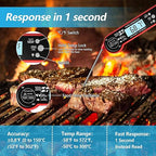 Digital Meat Thermometer for Grill, Instant Read Food Thermometer with Waterproof, Auto-Rotating Backlit Display, Calibration, Foldable Probe