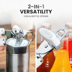 Zulay Kitchen Heavy Duty Stainless Steel Can Opener Manual with Bottle Opener - Rust Proof Manual Can Opener With Turn Knob & Soft Grip Handles