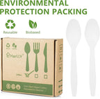 Compostable Spoon,100 Biodegradable Silverware for Party,Large Disposable Utensil Eco Friendly Durable and Heat Resistant,Alternative to Plastic Spoon