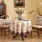 patdrea Designer Vintage Linen Table Cloth for Round Table,Red Floral Durable Breathable Tablecloth,Dacorative for Kitchen Dining,Holiday,Christmas,Thanksgiving,Tea Party,Diameter 55"-Newmari