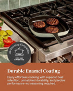 Caraway Enameled Cast Iron Grill Pan - 10.5” Grill Pan for Stovetop Cooking - 3 Layer Enamel Coating - No Seasoning Required - Compatible With All Stovetops - Free From Forever Chemicals - Rust