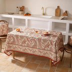 ISAENNE Designer French Red Tablecloth Rectangular,Fall Linen Table Cloth with Cashew Pattern,Stain Proof Decor Tablecloths for Dining Thanksgiving Kitchen Christmas,55"*79"-Chauffrey D