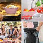 4 Pcs Upgraded Silicone Sourdough Bread Proofing Basket with Handles - Reinforced Rim Support, 9 Inch Foldable Bowls for Sourdough Bread Baking, Oven & Dishwasher Safe-BPA Free(Green,Beige,Pink,Blue)