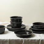 Stone Lain Slate 12-Piece Dinnerware Set Stoneware, Plates and Bowls Set, Dishwasher and Microwave Safe, Dish Set for 4, Black