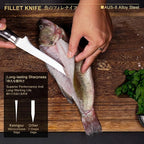 7 Inch Fillet Knife for Fish, Japan AUS-8 Alloy Steel Boning Knife for Meat with Full-Tang Pakkawood Handle, Kitchen Knives with Premium Gift Box (Classic Series)