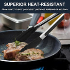 Anaeat 3 Pack 7" Mini Non-Stick Silicone Locking Tongs - Stainless Steel Kitchen Food Tong with Non-Slip Silicone Tips and Grip for Cooking, Baking and BBQ - Metal Tongs Heat Resistant up to 480°F