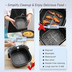 Air Fryer Silicone Liners, Pot 2 Pcs Reusable Non-Stick Air Fryer Basket Bowl Fit 3-6QT Air fryer Baking Replacement of Flammable Parchment Paper(Square, 7.5 Inch)