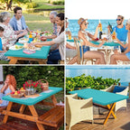 homing Rectangle Table Cloth Cover, Waterproof Polyester Elastic Fitted Tablecloth, Fits for 4 Foot Folding Tables, Washable Table Protector for Picnic, Camping, Outdoor (Turquoise, 24" x 48")