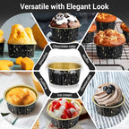 EUSOAR Muffin Liners, 50pcs 5oz Disposable Ramekins, Aluminum Foil Muffin Cupcake Liners Cups with Lids, Disposable Aluminum Foil Cupcake Baking Cups Holders Cases Boxes Pans with Lids