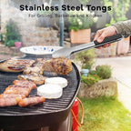 Hotec Stainless Steel Kitchen Tongs, Set of 2-9" and 12", Locking Metal Food Tongs for Cooking, Serving, BBQ, Grill Non-Slip Grip