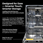 Kenmore 22-14629 24" Built-in Dishwasher-Quiet Tub with TurboDry, Leak, & SmartWash Soil Detection-15 Place Settings-49 DBA-Energy Star Certified, 24.61"D x 23.55"W x 33.88"H, Black